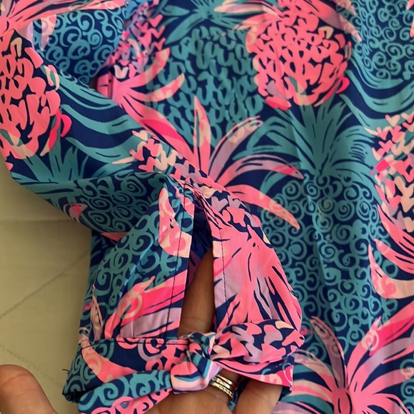 Lilly Pulitzer Sherida Top Borealis Blue Tropic Down Low medium NWT - Picture 14 of 15